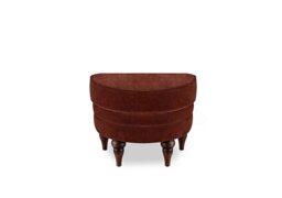 At The Helm - Harriet Fabric Half Moon Footstool - Tawny with Walnut Feet