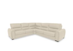 World of Leather - Flex Leather Large Right Hand Facing Corner Sofa Bed with Storage Arm - BV Bisque