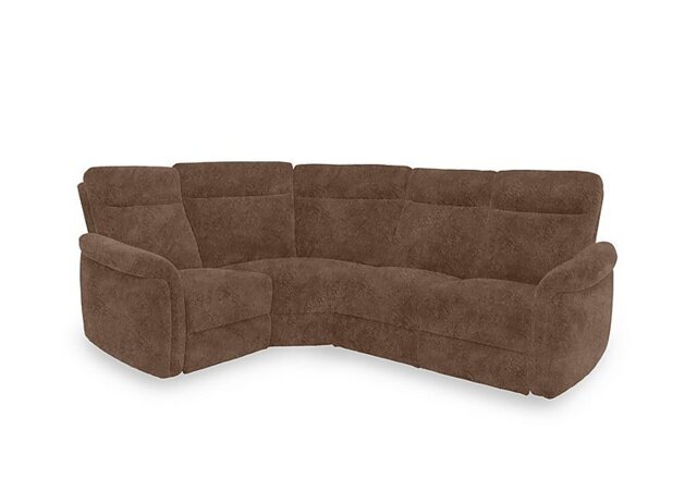 Dublin Fabric Power Recliner Left Hand Facing Corner Sofa with Power Headrests - Classic Brown