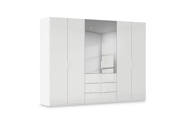 Rauch - Haven 301cm 6 Door Combi Wardrobe with 4 Glass Doors and 2 Mirror Doors - Alpine White