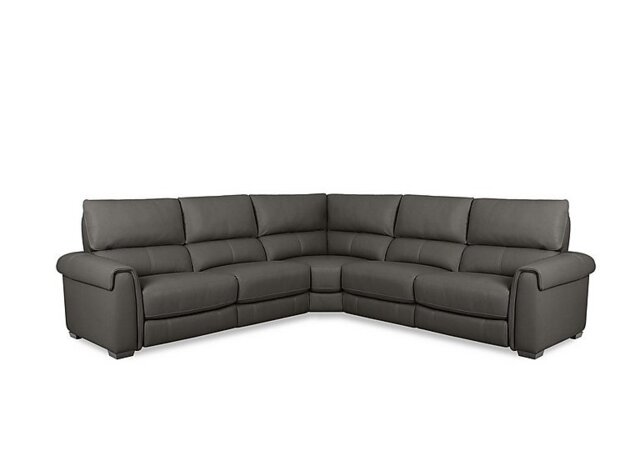 World of Leather - Nixon NC Leather Large Corner Power Recliner Sofa - Charcoal Grey