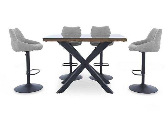 Kiara Table and 4 Swivel Bar Stools - Taupe