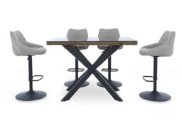 Kiara Table and 4 Swivel Bar Stools - Taupe