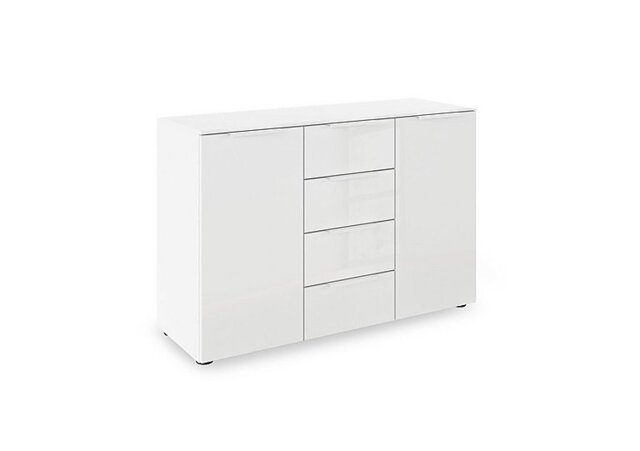 Rauch - Haven 4 Drawer 2 Door Décor Chest with Glass Front - Alpine White