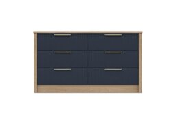 London Bedrooms - Chelsea 6 Drawer Wide Chest with Gold Handles - Royal Blue