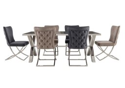 Vanquish Large Dining Table and 6 Chairs - Grey/Taupe