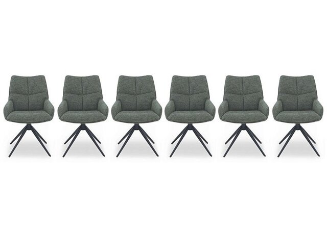 Kiara Set of 6 Fabric Swivel Dining Chairs - Forest