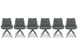 Kiara Set of 6 Fabric Swivel Dining Chairs - Forest