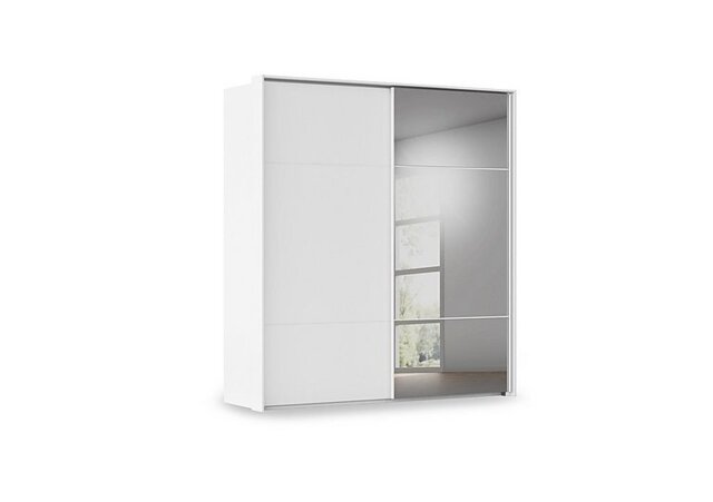 Rauch - Haven 210cm 2 Door Slider Wardrobe with 1 Décor Door and 1 Mirror Door - Alpine White
