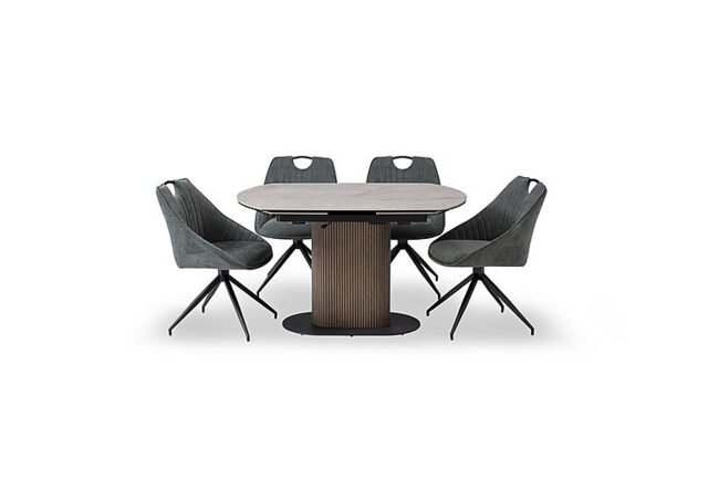 Petra Swivel Extending Dining Table and 4 Swivel Chairs - Green