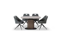 Petra Swivel Extending Dining Table and 4 Swivel Chairs - Green
