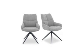 Kiara Pair of Fabric Swivel Dining Chairs - Taupe
