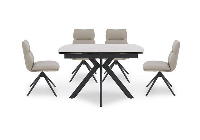 Quattro Extending Draw Leaf Table and 4 Swivel Dining Chairs