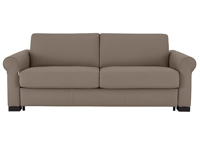 Nicoletti - Alcova 3 Seater Leather Sofa Bed with Scroll Arms - Botero Taupe - Sofas and Armchairs - In Time for Christmas