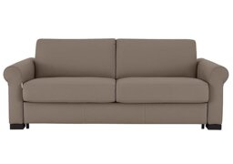 Nicoletti - Alcova 3 Seater Leather Sofa Bed with Scroll Arms - Botero Taupe