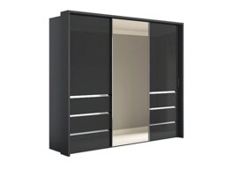 Wiemann - Pacifica 2 260cm 3 Door Sliding Wardrobe with Drawers at Left and Right and Centre Mirror Door - Graphite