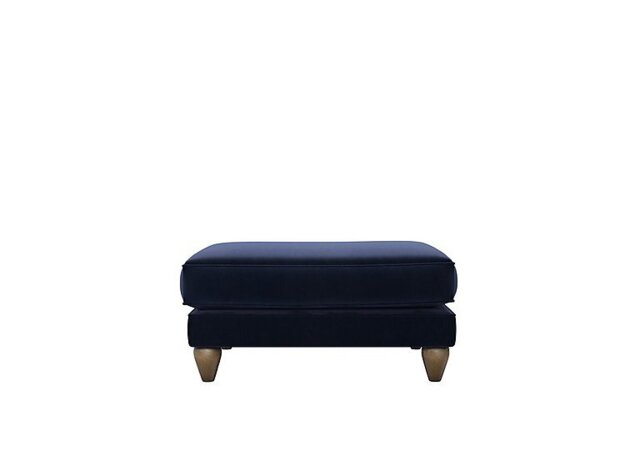 The Lounge Co. - Bronwyn Fabric Footstool With Vintage Oak Feet - Midnight Indigo