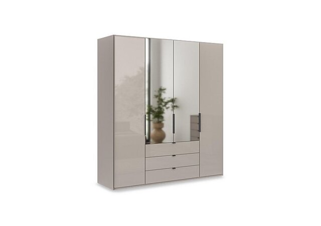 Wiemann - Amara 200cm 4 Door Combi Wardrobe with 2 Mirror Doors, 2 Glass Doors and 3 Glass Drawers - Pebble Grey