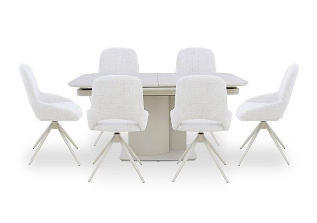 Pebble Pop Up Extending Dining Table and 6 Swivel Chairs - 130-cm