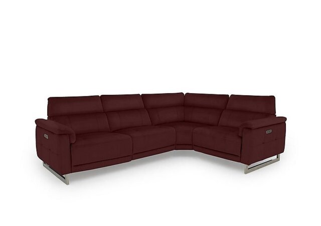 Moet Leather Power Recliner Right Hand Facing Corner Sofa with Telescopic Headrests - Ruby