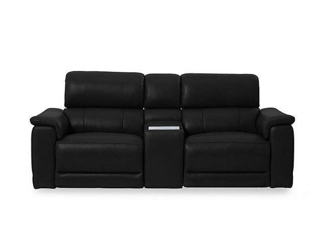 Genius Leather 2 Seater Power Recliner Media Sofa with Power Headrest, Power Lumbar and Heated Seats - Sofas and Armchairs