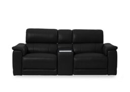 Genius Leather 2 Seater Power Recliner Media Sofa with Power Headrest, Power Lumbar and Heated Seats - Sofas and Armchairs
