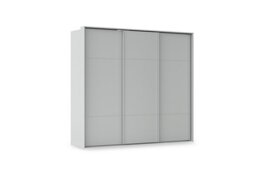 Rauch - Haven 250cm 3 Door Slider Wardrobe with Décor Doors - Silk Grey/Silk Grey Front