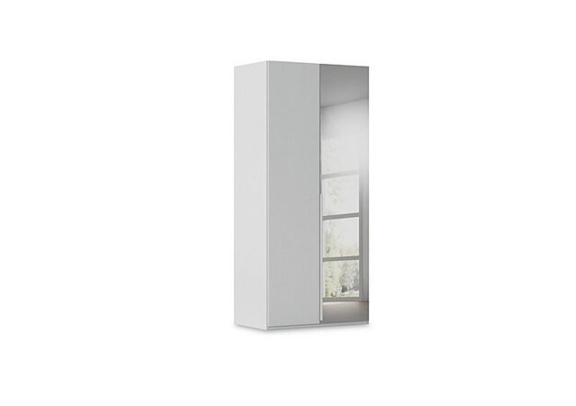 Rauch - Haven 101cm 2 Door Hinged Wardrobe with 1 Décor Door and 1 Mirror Door - Silk Grey/Silk Grey Front