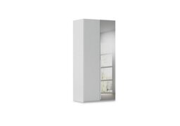 Rauch - Haven 101cm 2 Door Hinged Wardrobe with 1 Décor Door and 1 Mirror Door - Silk Grey/Silk Grey Front