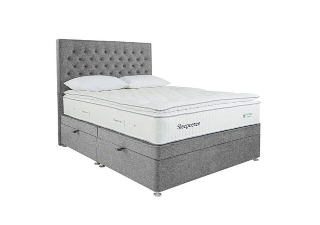 Sleepeezee - Natural Touch 3000 Pillowtop Side Ottoman Divan Set - Super King - Tweed Grey