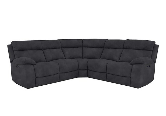 Moreno Fabric Power Recliner Corner Sofa with Power Headrests - Charcoal