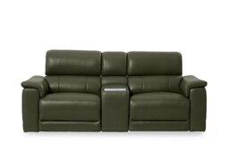 Genius Leather 2 Seater Power Recliner Media Sofa with Power Headrest, Power Lumbar and Heated Seats - Oslo Pine - Sofas and Armchairs - In Time for Christmas