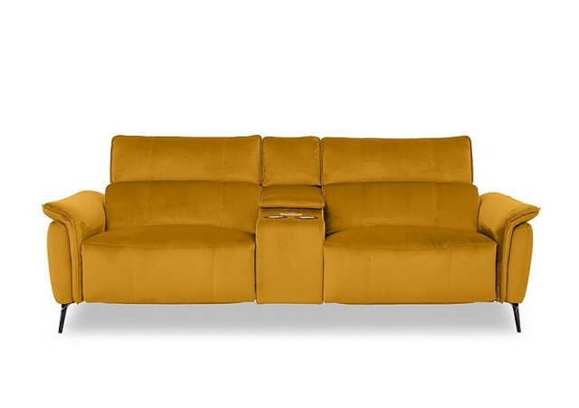 Jude Fabric 3 Seater Power Recliner Sofa with Smart Console, Power Headrests and Power Lumbar - Opulence Saffron