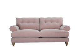 The Lounge Co. - Bronwyn 3 Seater Fabric Classic Back Foam Fill Sofa With Vintage Oak Feet - Cotton Candy