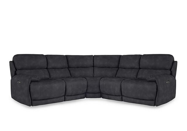 Link Fabric Large Power Recliner Corner Sofa with Power Headrests - Charcoal