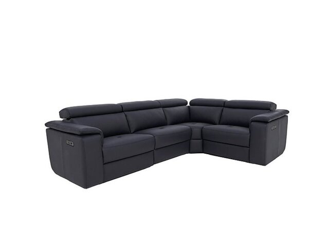 Nicoletti - Canto Small Leather Power Recliner Corner Sofa with Power Headrests and Power Lumbar - Torello Blu