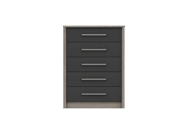 London Bedrooms - Euston 5 Drawer Chest - Grey Oak/Graphite Gloss