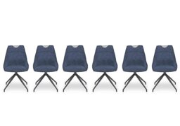 Pedro Set of 6 Fabric Swivel Dining Chairs - Blue