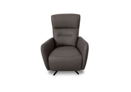 World of Leather - Designer Chair Collection Le Mans NC Leather Dual Power Recliner Swivel Chair - Charcoal Grey