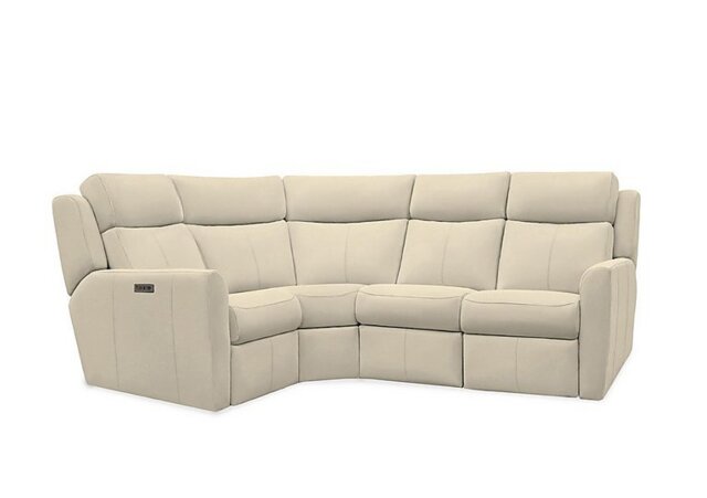 G Plan - Wren Small Leather Power Recliner Left Hand Facing Corner Sofa with Power Headrests and Power Lumbar - Cambridge Stone