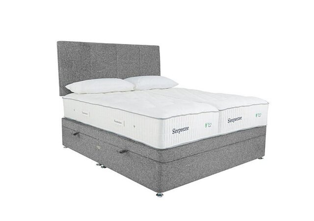 Sleepeezee - Natural Touch 3000 Zip and Link Side Ottoman Divan Set - Tweed Grey