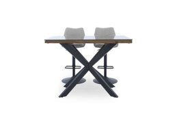 Kiara Table and 2 Swivel Bar Stools - Taupe