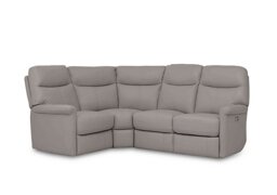 World of Leather - Compact Collection Lille BV Leather Power Recliner Left Hand Facing Corner Sofa - Silver Grey