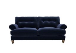 The Lounge Co. - Bronwyn 3 Seater Fabric Classic Back Foam Fill Sofa With Walnut Feet - Midnight Indigo