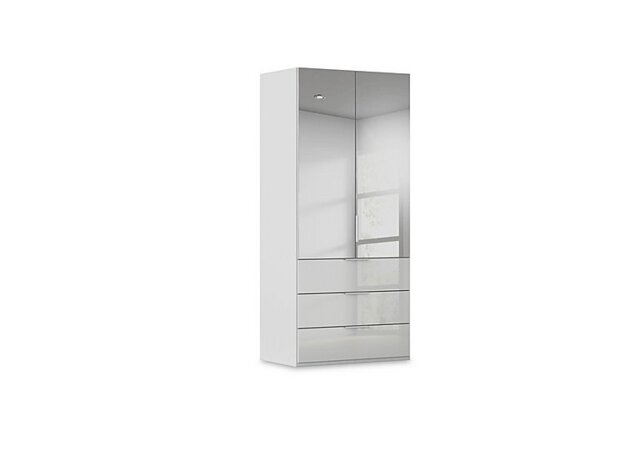 Rauch - Haven 101cm 2 Door Combi Wardrobe with Mirror Doors and Glass Drawers - Silk Grey/Silk Grey Front