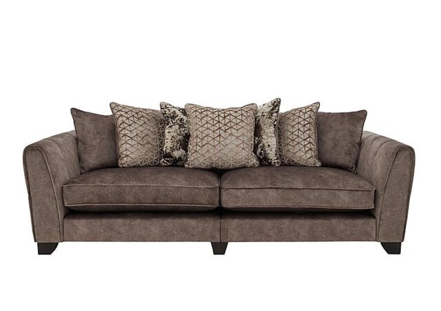 Mariah 4 Seater Fabric Scatter Back Split Frame Sofa - Dapple Chocolate