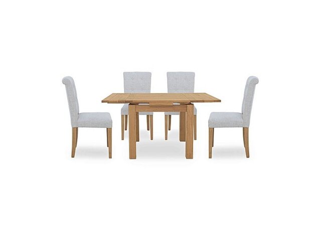 Furnitureland - Augusta Draw Leaf Extending Dining Table and 4 Roll Back Upholstered Chairs