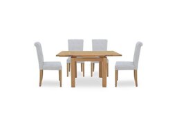 Furnitureland - Augusta Draw Leaf Extending Dining Table and 4 Roll Back Upholstered Chairs