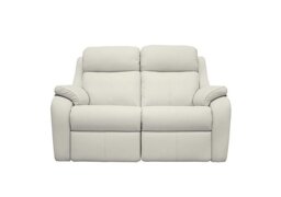 G Plan - Kingsbury 2 Seater Leather Power Battery Recliner Sofa with Power Headrests - Oxford Light Grey