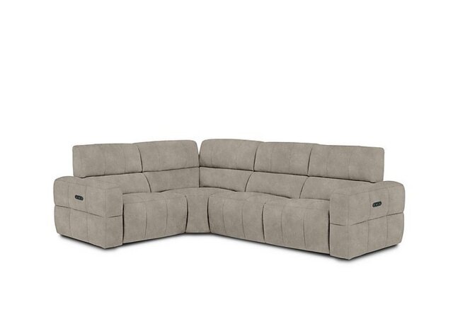 Cube Fabric Power Recliner Left Hand Facing Corner Sofa with Power Headrests - Marble Cream